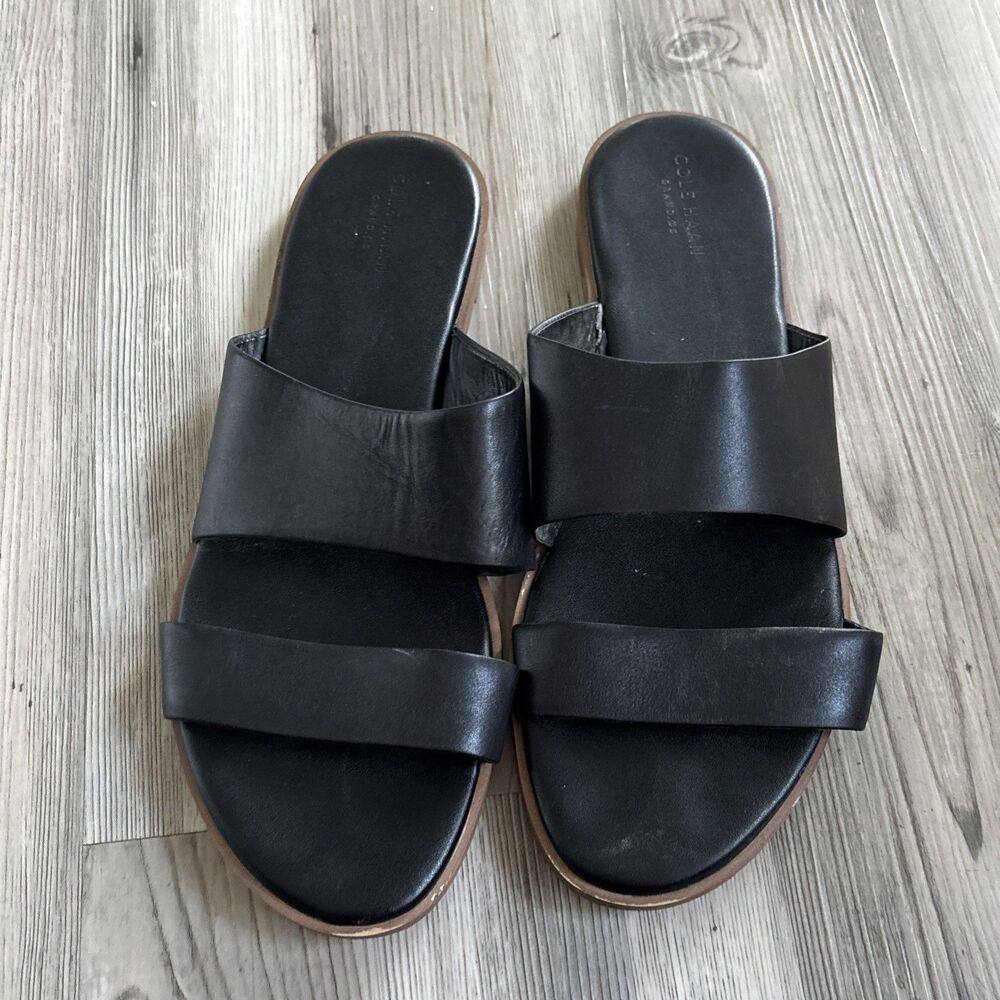 Women’s Cole Haan Grand OS Black Leather Slip On Flats Size 10